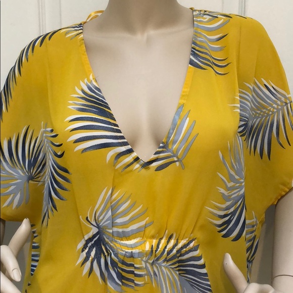 YELLOW WITH LEAVES TUNIC TOP - Picture 5 of 8